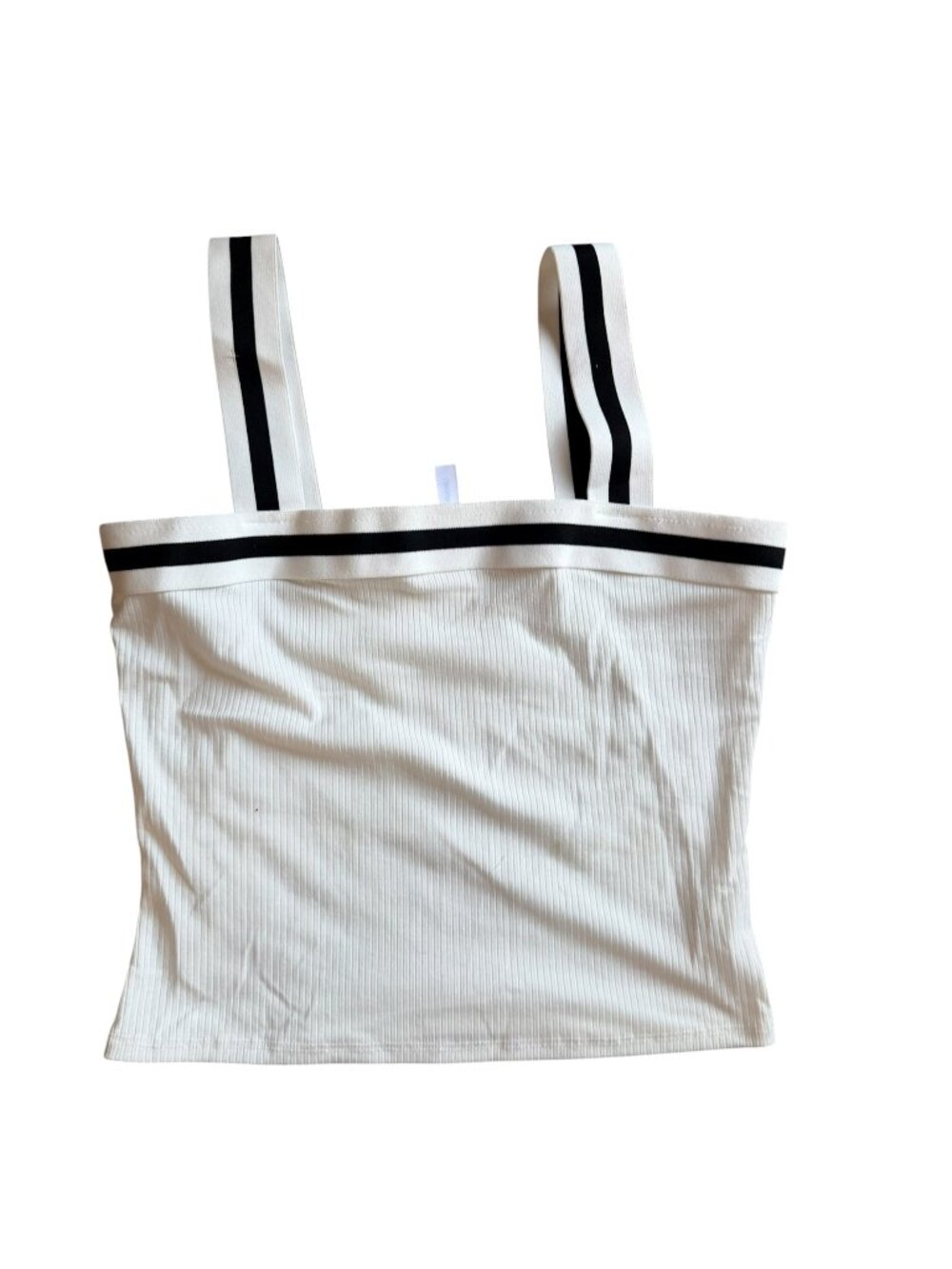 Ribbed tank top with black stripe straps (unused - M)